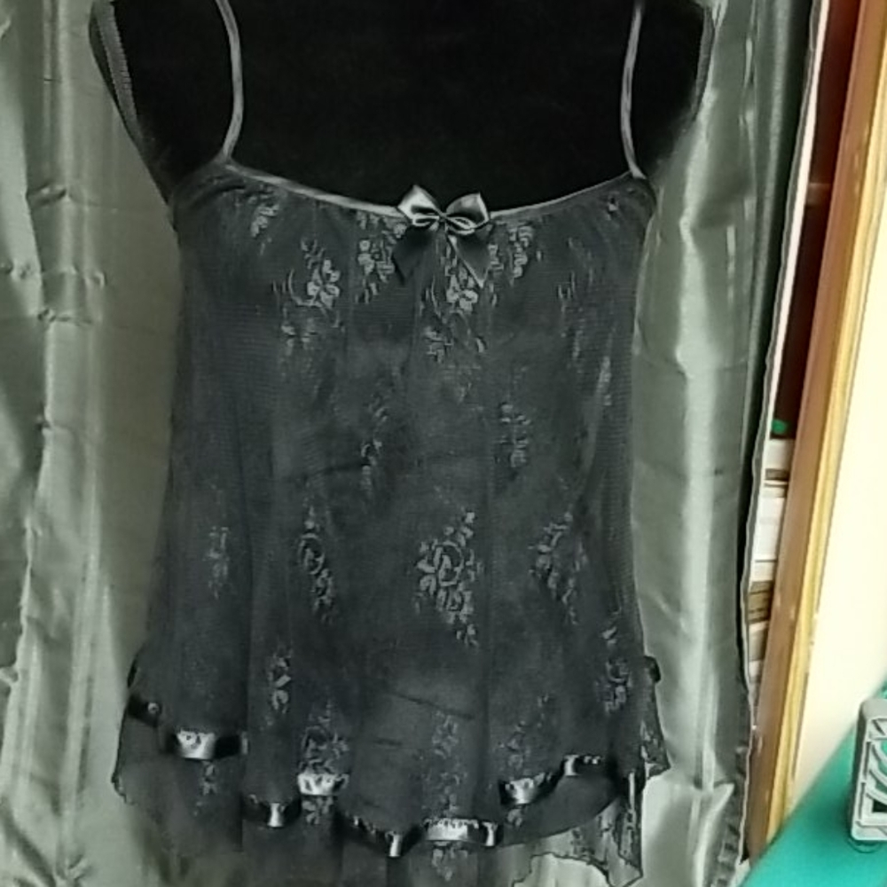 Black lace baby doll lingerie